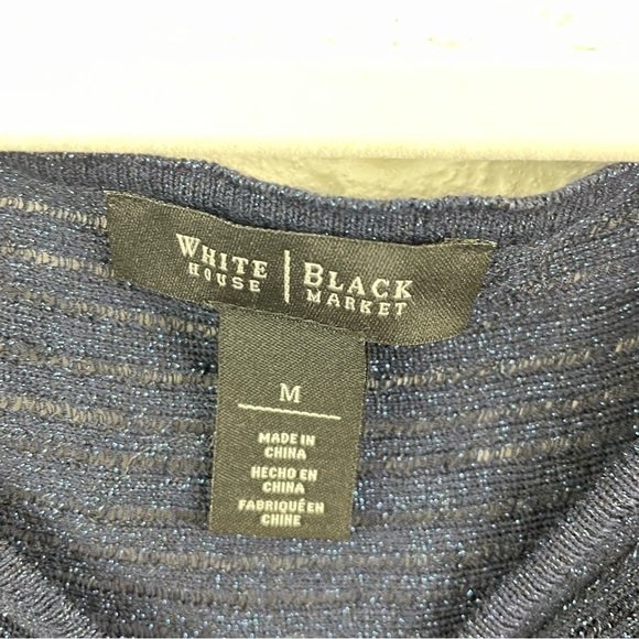 White House Black Market Asymmetric Drape Sleeve Shimmer Sweater Size M - Picture 13 of 16